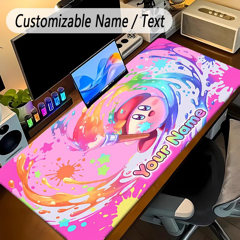 Large Mouse PadKirby Custom Name Text Personalized Desk Mat Non Slip Gaming Pad
