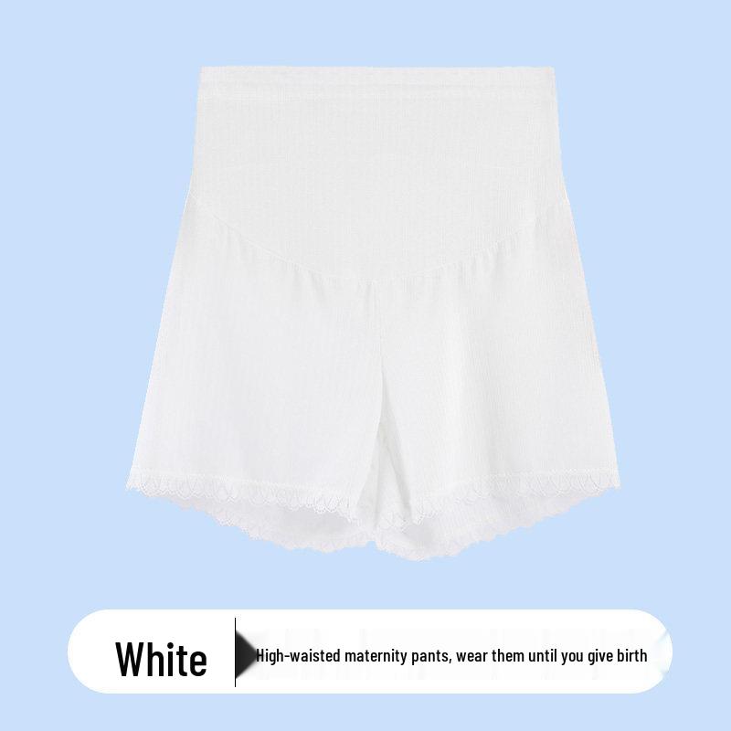Plus Size Ice Silk Maternity Safety Shorts - Breathable Anti-Exposure Summer Layer L (60-75kg) белый