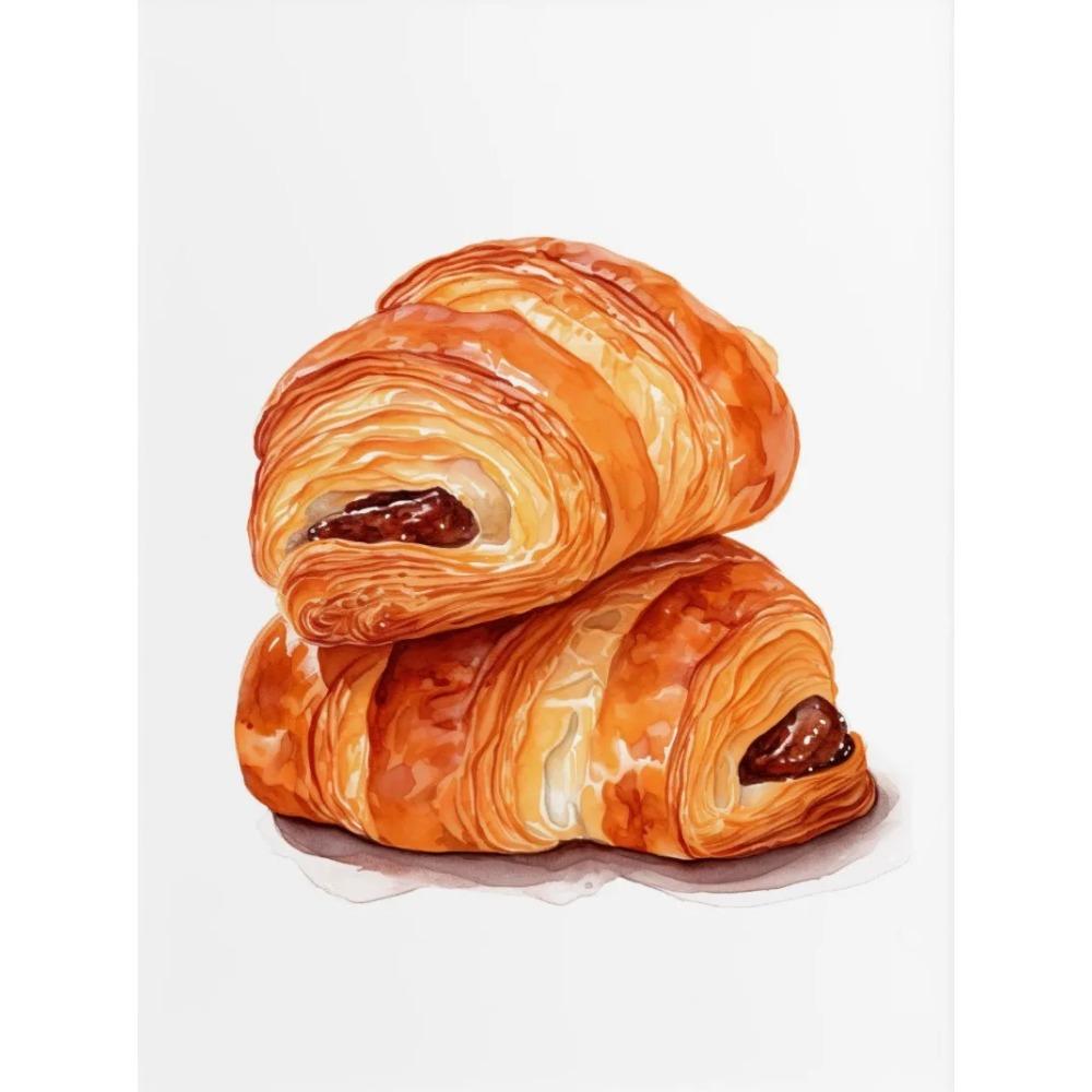 Kekse Aquarell Kekse Kaffee Müsli Brot Französisches Gebäck Poster Druck Wandkunst Bilder Leinwandmalerei Zimmer Heimdekor