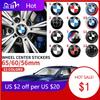 BXE1 4PCS 56MM 60MM 65MM Car Hub Cap Sticker Wheel Center Cover Decal Decoration Auto Modification Accessorie For BMW M Emblem Badge