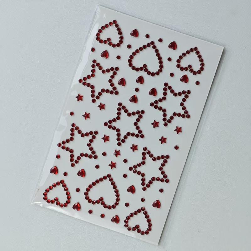 Beautiful Shiny Crystal Rhinestones Pearl Star 3D Stickers Scrapbook Phone Case DIY Decorations Dance Show Makeup Face Stickers