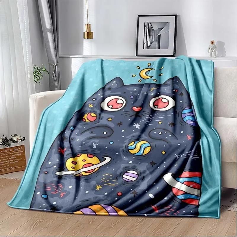 9 Cute Cat Cartoon Soft Flannel Fluffy Throw Camping Blanket for Children Sofa Throw Thin Blanket Fashion Gift