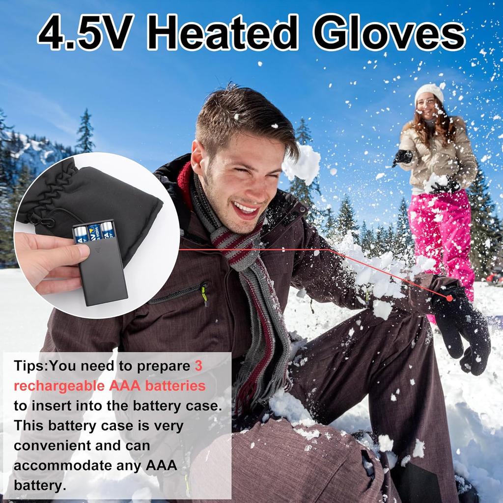 MMlove Heated Gloves for Men Women, Touchscreen Electric Gloves Winter Warm Heating Gloves Waterproof Hand Warmer Gloves Outdoor Indoor Hand Warmer