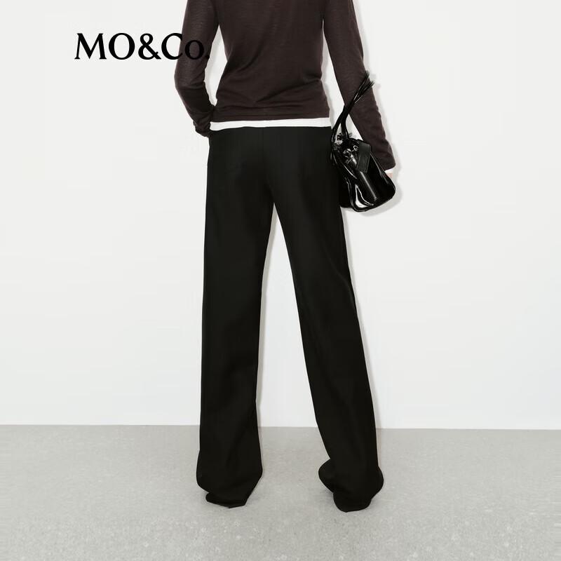 MO&Co. Women's Wool Blend Wide-Leg Trousers