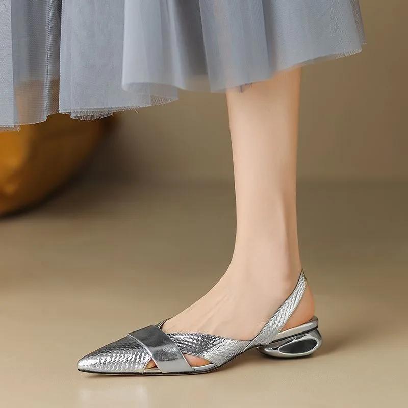 Schuhe Damen Outdoor Geschlossene Zehenpartie Damensandalen Übergröße Abendsandalen Damen Spitzschuh Slipper Niedrige Absätze Damen