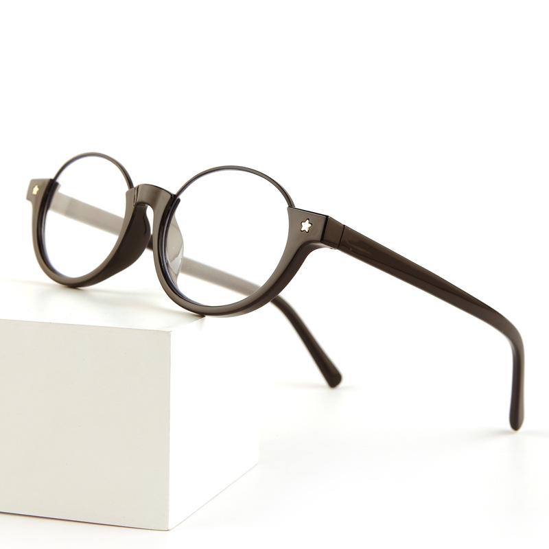 Nerd high definition anti-blue reading glasses femininity lower half frame oval frame reading glasses