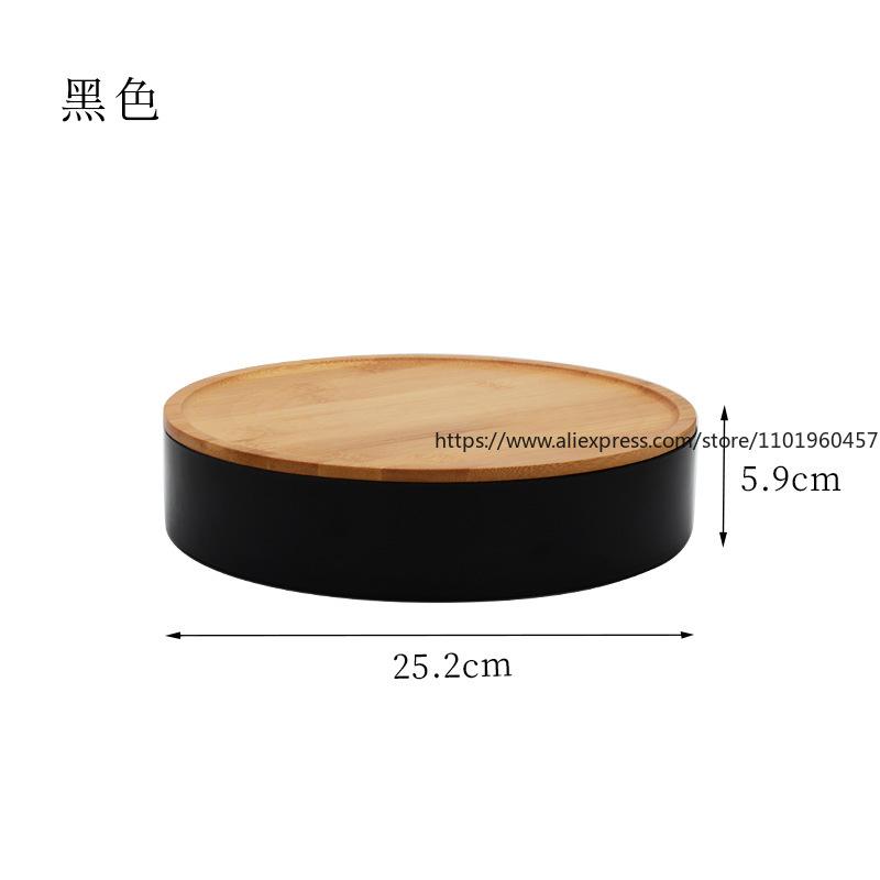 Moderne und schlichte Aufbewahrungsbox für Süßigkeiten mit Bambusabdeckung, Obstschale, Aufbewahrungsbox für Trockenfrüchte und Melonensamen