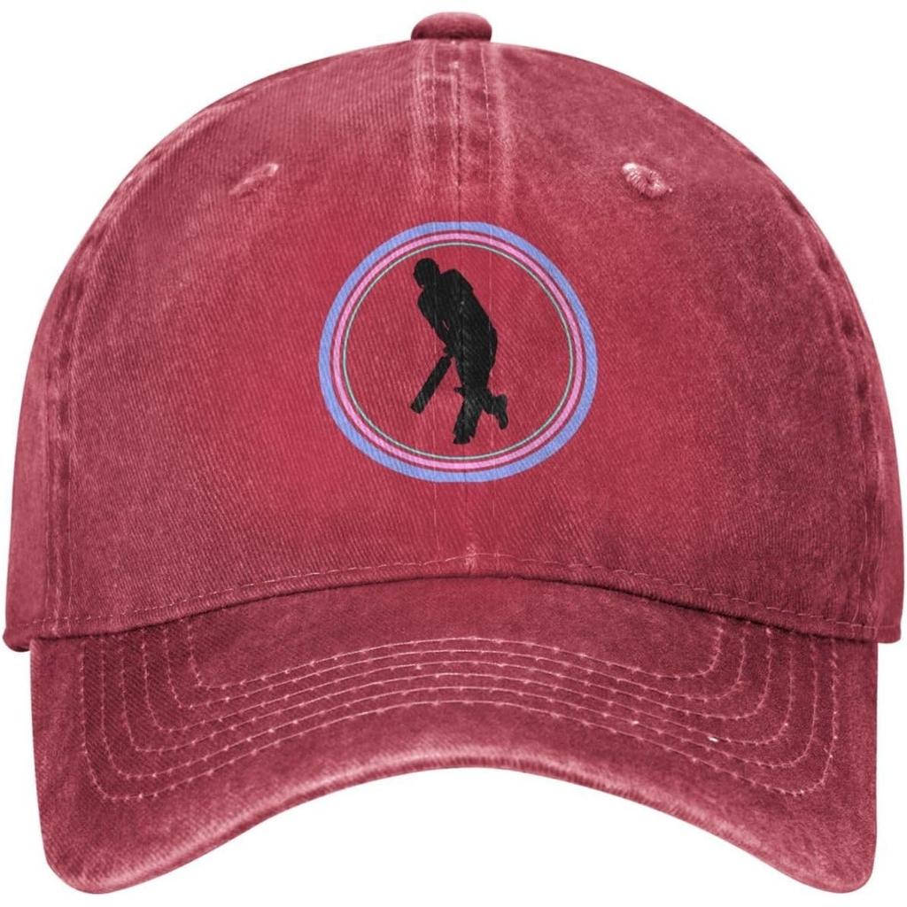Cricket Player Graphic Baseball Cap Vintage Washed Denim Style Adjustable Dad Hat