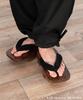 Geta Sandals with Two Black and Paulownia Wood Base Burnt Paulownia [KYOETSU] Men's Teeth, Straps, (27.0cm, Wood)