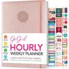 GoGirl Weekly Schedule Planner – Hourly Work & Life Planner with Time Slots – Vertical Agenda Organizer for Daily Productivity, A5 (Rose Gold)