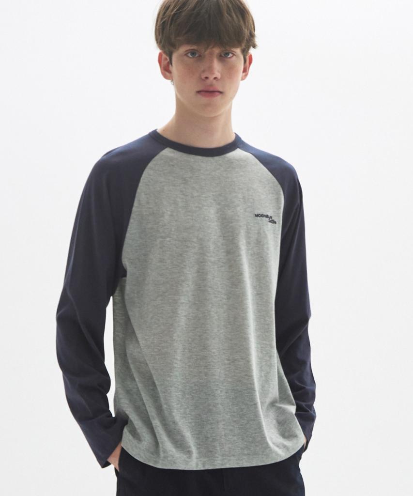 MOONSUN M.C Unisex, Logo Raglan T-Shirt / Gray