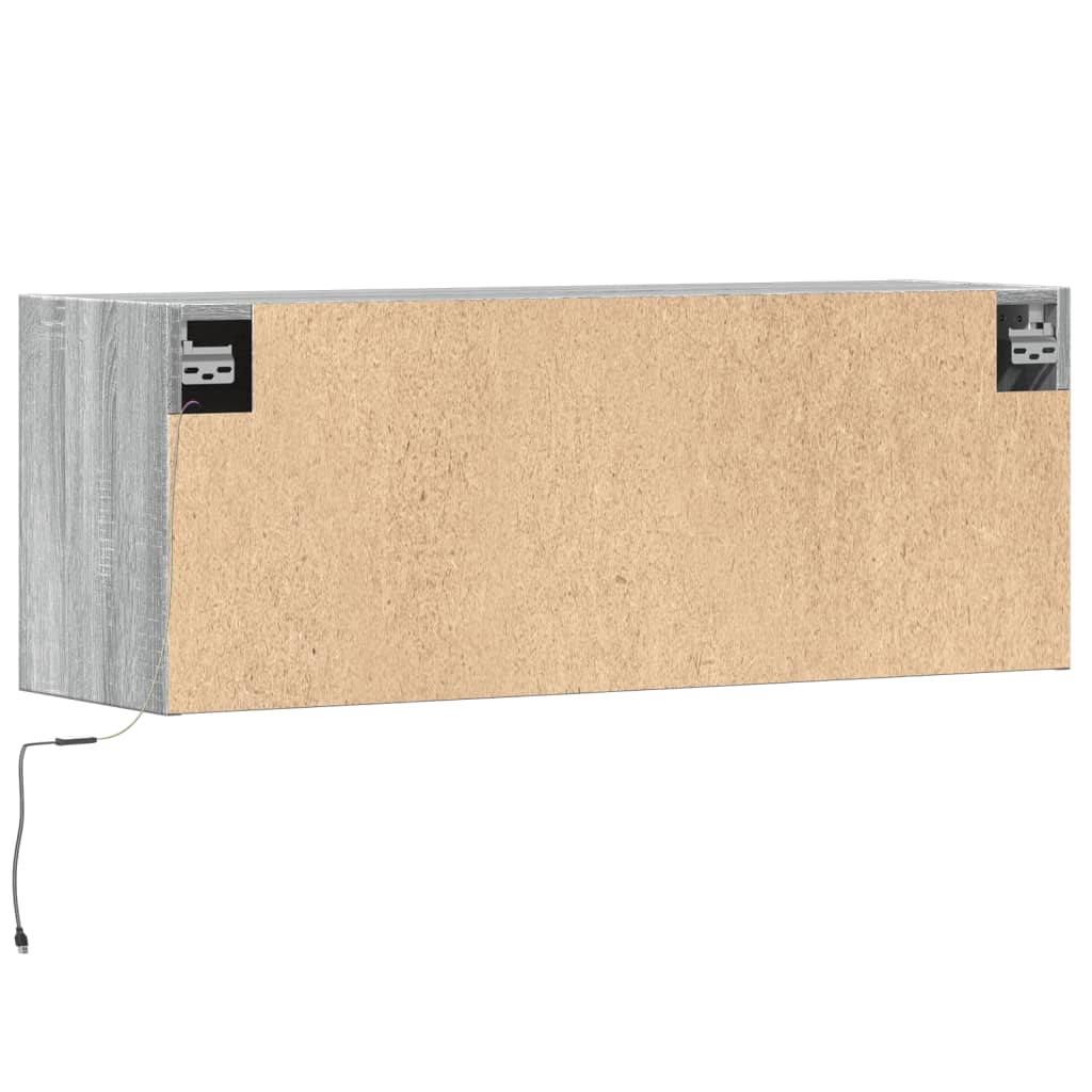 Wall Mounted TV Cabinet with LED Lighting Grey Sonoma 100 x 31 x 35 cm