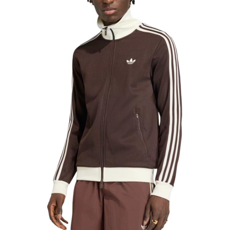 Adidas Originals Logo Striped Stand Collar Long Sleeve Slim Fit Zip Jacket Men jackets KE1665