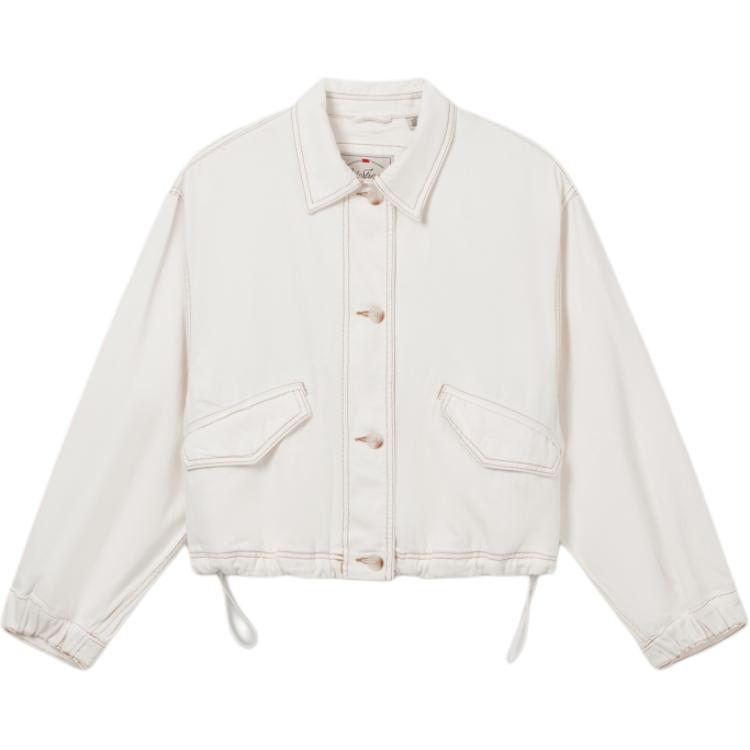 

Levis Свободная Минималистичная Повседневная Джинсовая Куртка с Отложным Воротником и Длинным Рукавом Женские куртки Бежевый 001FV-0001 XS