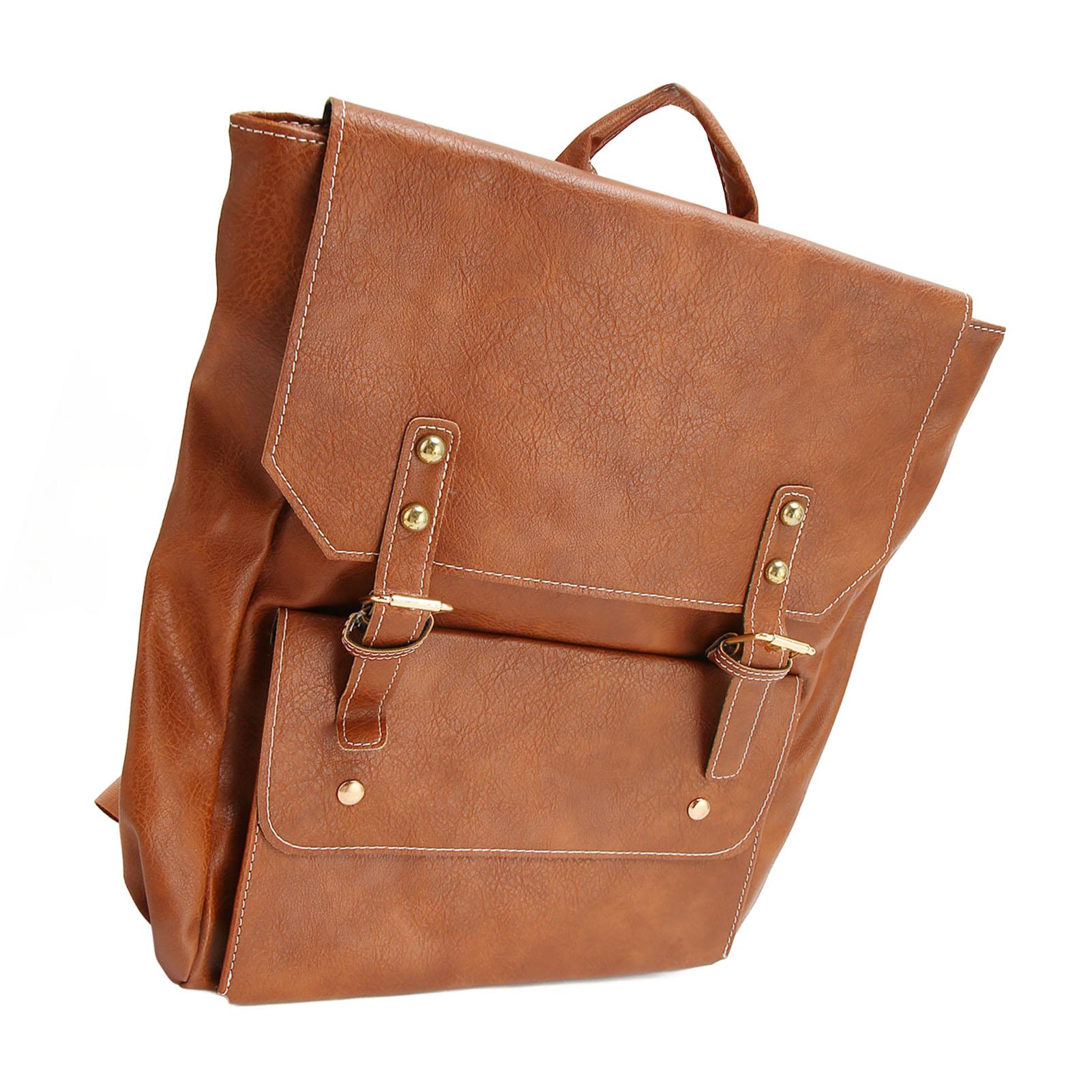 Рюкзак из ПУ кожи Водонепроницаемый Большой вместимости Снимающий стресс Мягкий Женский Рюкзак для Путешествий Спортзала Светло-коричневый Единый размер