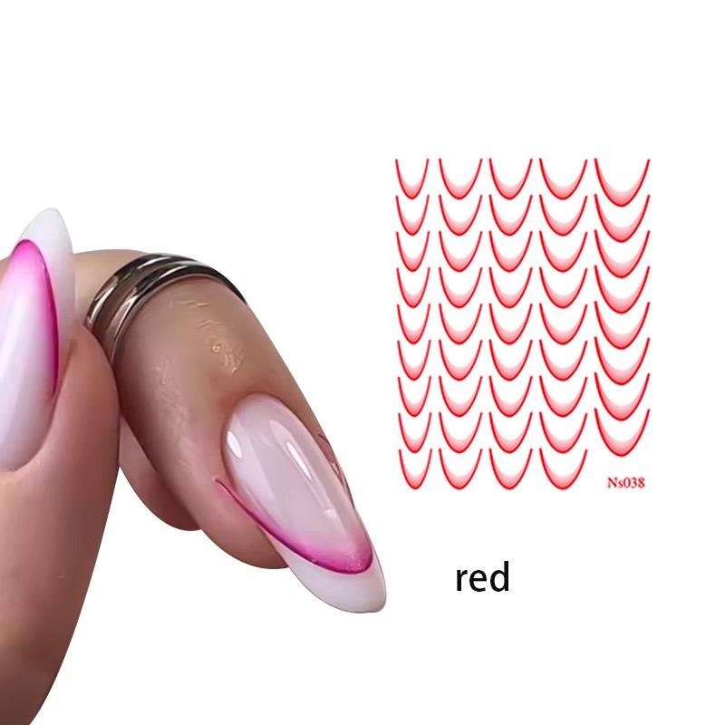 French Gradient Nail Art Stickers Multi-colors Self-Adhesive Decals Design Nail Tips Guides DIY Nail Decoration Stencil Tools