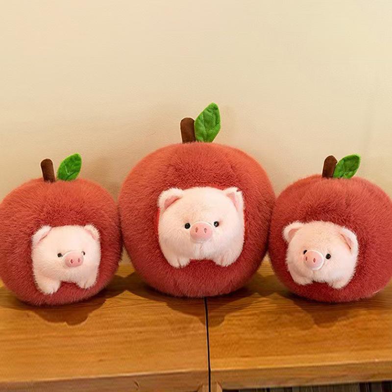 The  Able Apple Pig Plush Toy Doll Cute Pig Doll Detachable Throw Pillow Doll Gift Grabber Doll