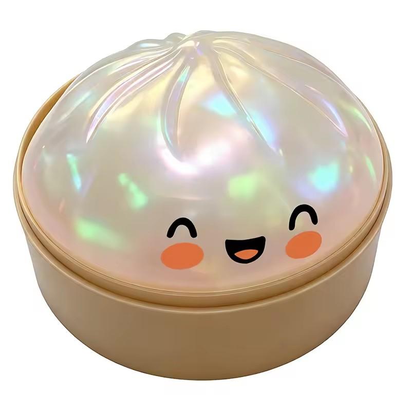 Dumpling shaped stress relief ball with slow bounce and soft touch, used for stress relief in office and home decor as an adult