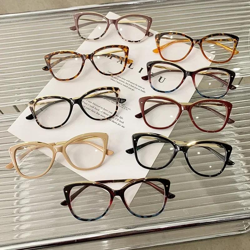New Optical Eyeglasses Frames For Women Eyewear Fashion Computer Anti Blue Light Oval Ladies Plain Glass Spectacles