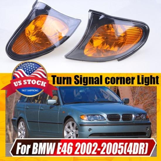 2x Corner Amber Parking Lights Turn Signals Housing For BMW 2002-2005 E46 325i