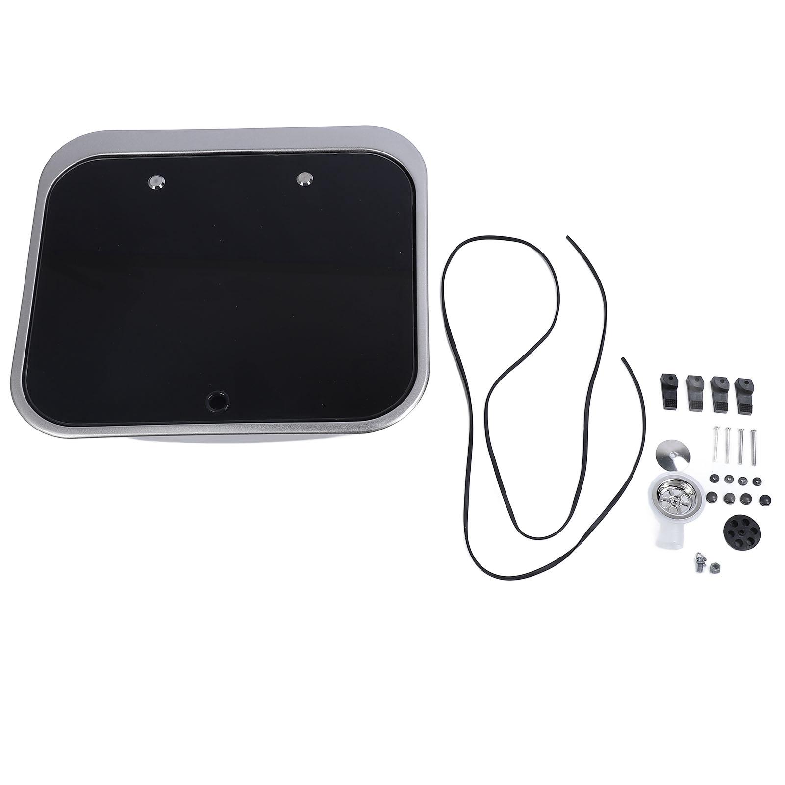 

Квадратная раковина из нержавеющей стали, складная кухонная одинарная раковина с крышкой из закаленного стекла для автофургона