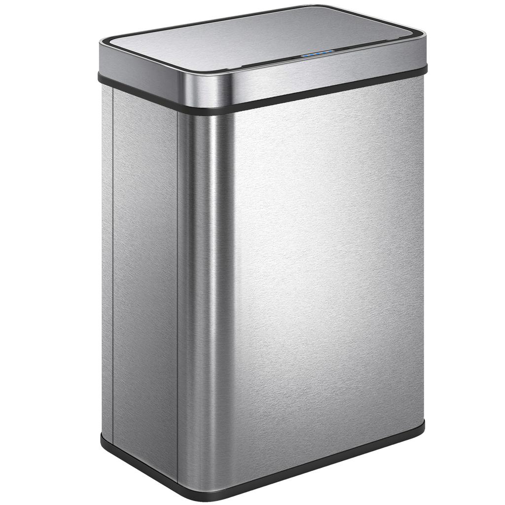 50 L Sensor Can, Sensor Bin with Soft-Close Lid, Fingerprint-Proof Stainless Steel, Silver Tone