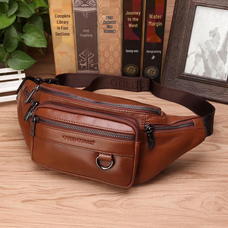 

Men s Casual Leather Waist & Chest Bag - Multifunctional Cowhide Sports Bag for Phone & Essentials