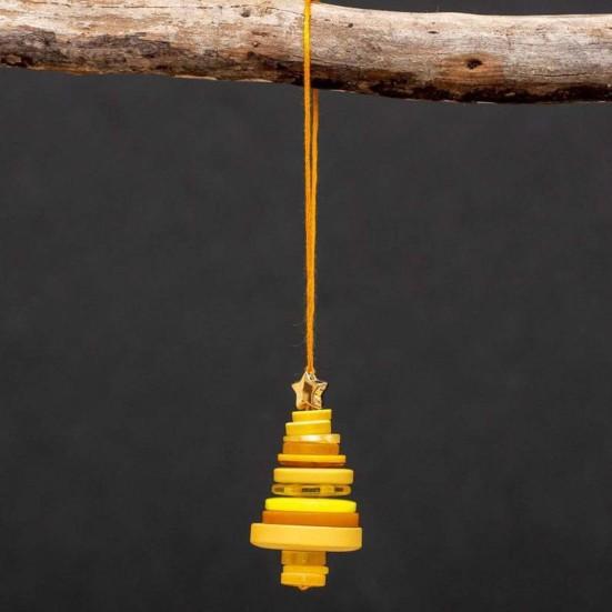 DIY Green Button Christmas Tree Ornament Kit Fun Christmas Buttons Crafts Making Set Handmade
