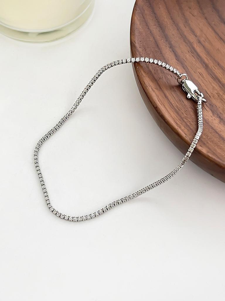 Peri'sBox 1mm Cubic Zirconia Chain Necklace Dainty Super Thin Tennis Choker Necklaces Jewelry for Women Donna Collane Hot