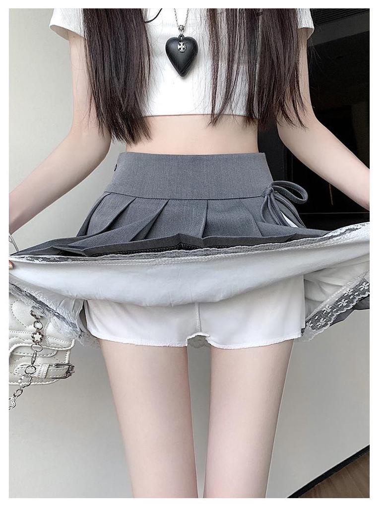Women's High Waist Black Pleated Mini Skirt - Autumn/Spring