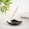 Black & White Wabi-Sabi Coarse Pottery Incense Holder - Simple & Elegant Sandalwood Stick Stand.