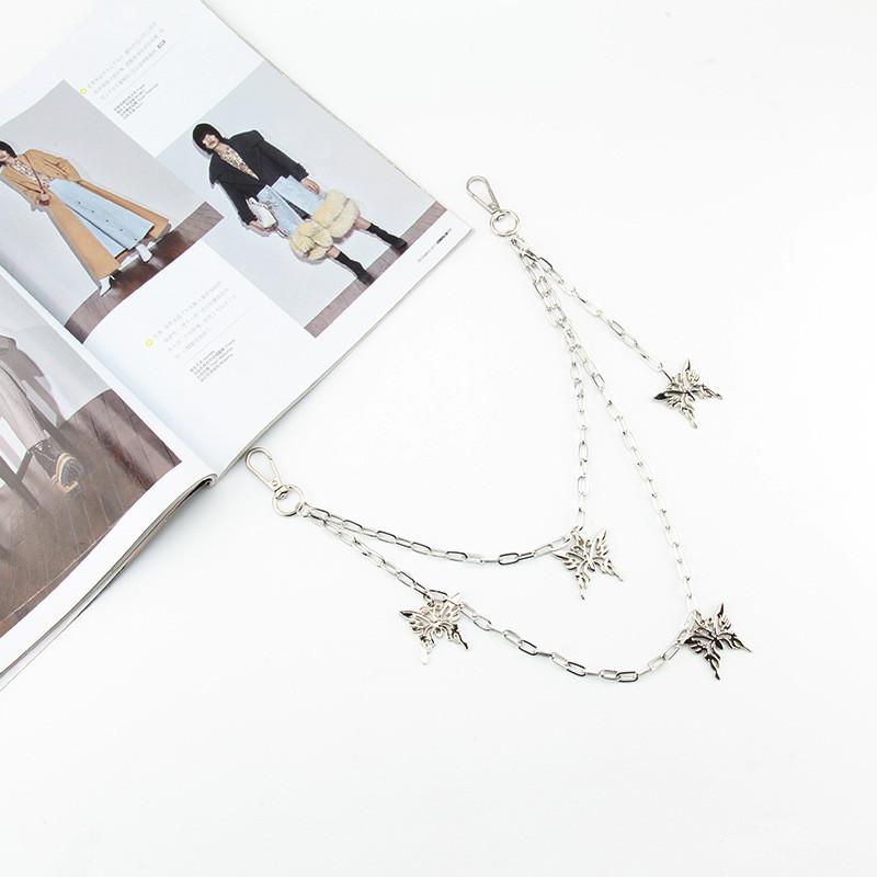 Breasted Fashion Double Design Women Waist Belt And Butterfly Metal Chain Decor