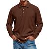 Men's Casual Style Solid Color Loose  Shirt Long-sleeved Top