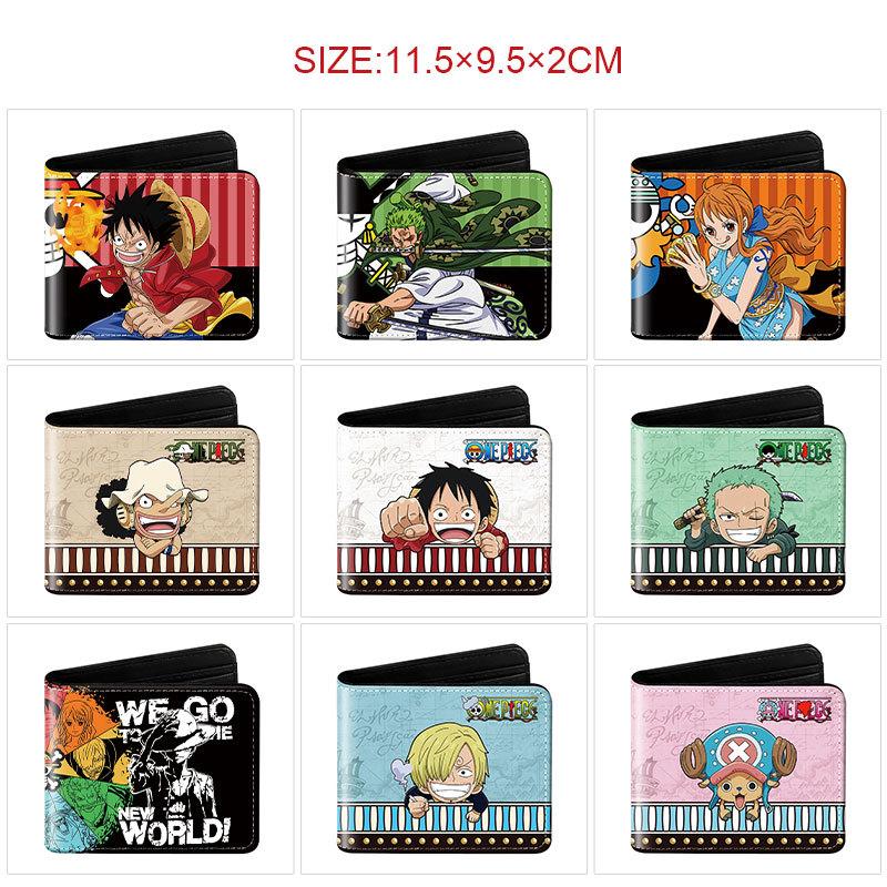 One Piece Anime Geldbörse Vollfarbdruck Zweifach faltbar Kartenhalter Studenten Anime Leder Geldbörse
