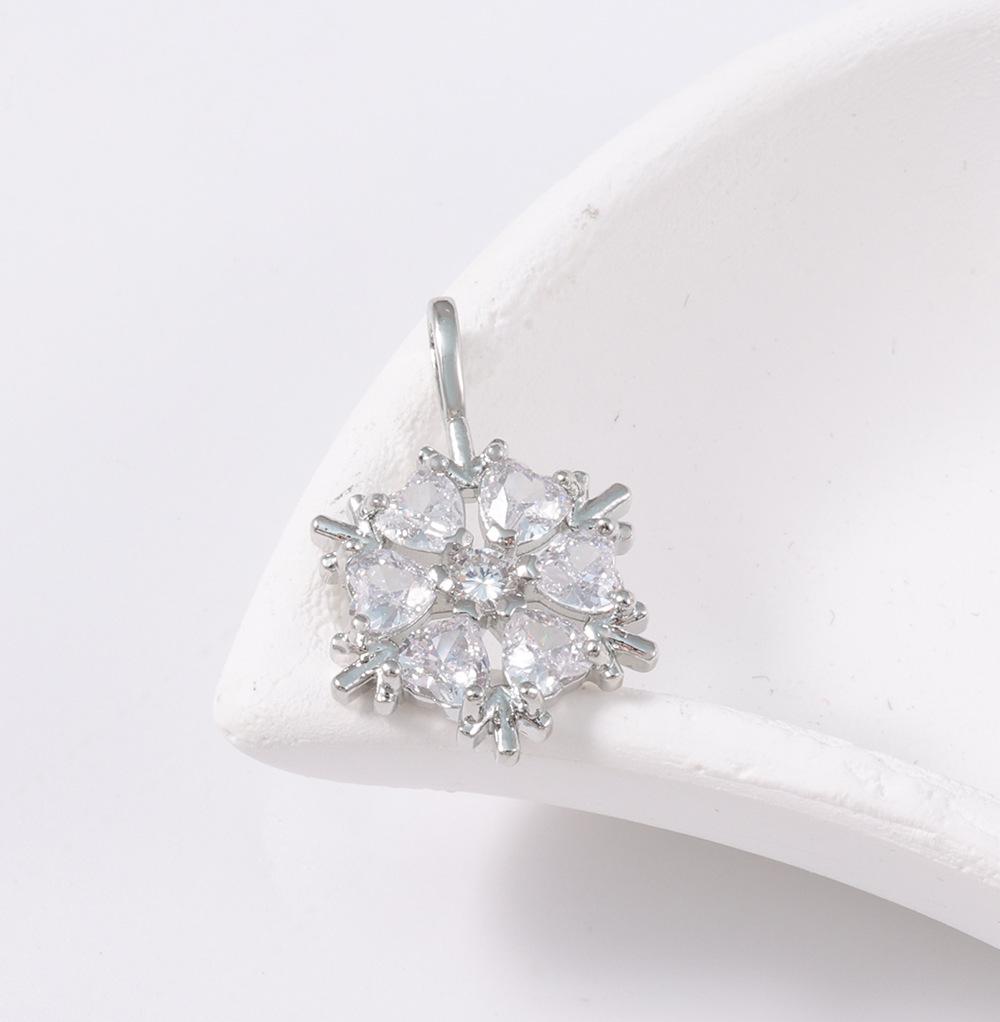 Элегантное двухцветное бриллиантовое колье-подвеска в виде снежинки для женщин