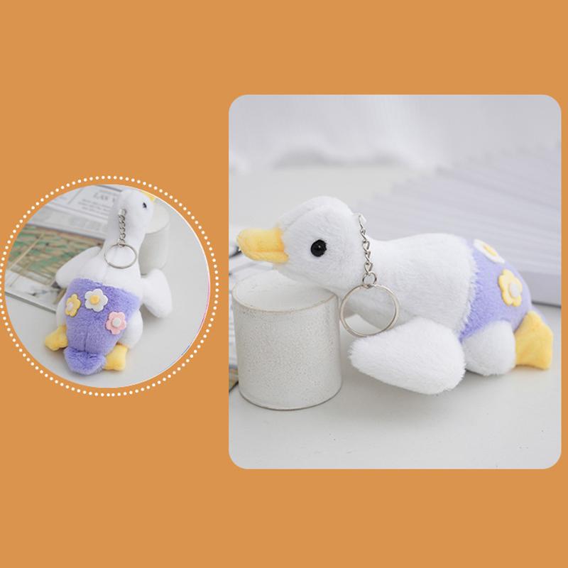 Süßes Blumengans-Plüschtier, weich gefüllt, Kawaii, kleine Tierpuppe, Cartoon-Tasche, Schlüsselanhänger, Anhänger für Kinder, Mädchen, Weihnachtsgeschenke