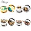 Alisouy 2PCS Aço Inoxidável Estrela Lua Sol Caveira Gato Borboleta Orelha Medidores Túneis Plugs Expansor Maca Piercing Jóias Corporais