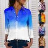 Ladies Casual Vintage Print Shirts Fall Long Sleeve Single Breasted Lapel Top