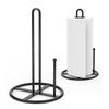 Countertop Paper Towel Holder, Black Metal Standing Roll Stand with Center Post for Kitchen Counter and Bathroom Access