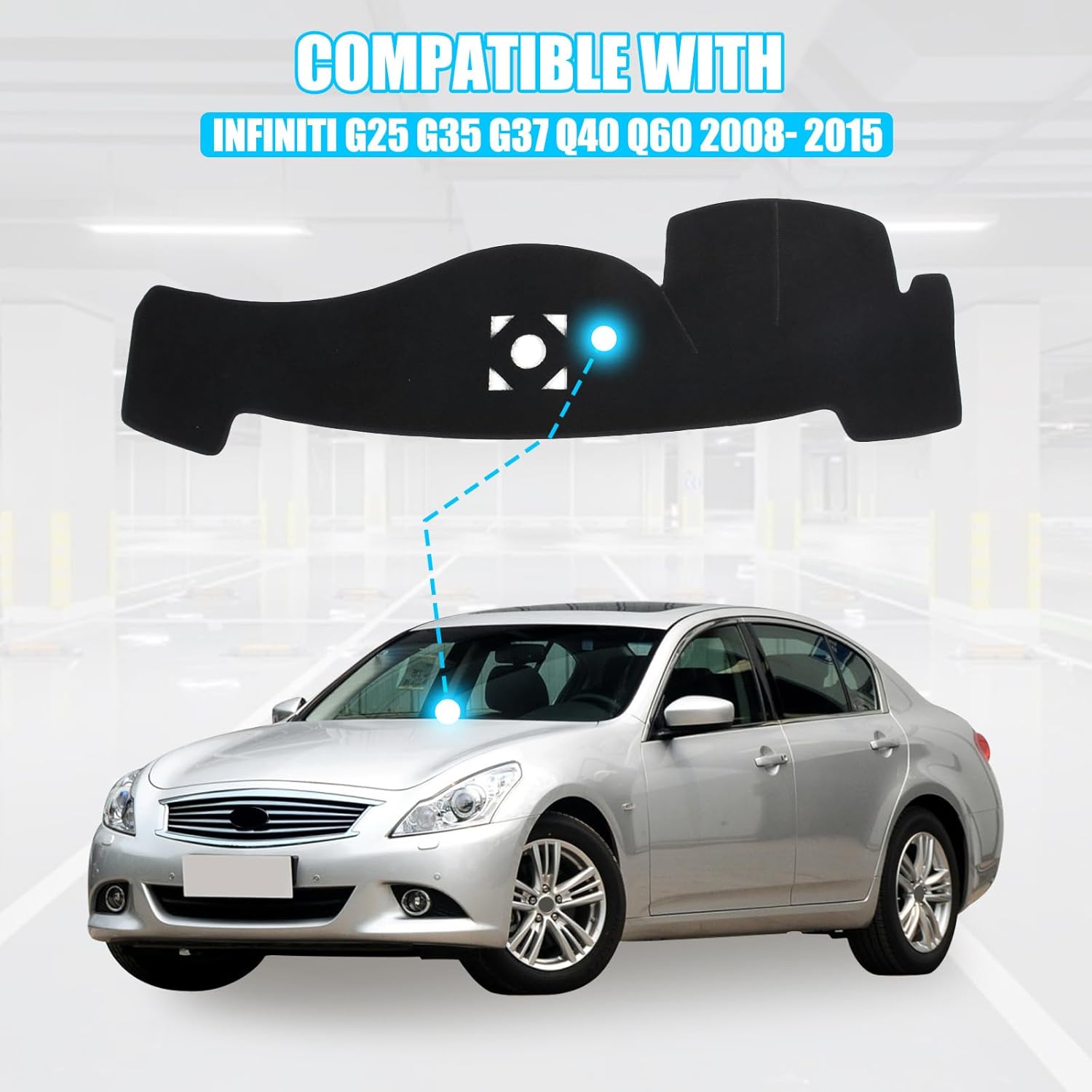 Dash Cover Mat Compatible with Infiniti G25 G35 G37 Q40 Q60 2008-2015 Polyester Dashboard Cover Sun Shade Pad,Car Anti-Slip Dash Board Pad for G25