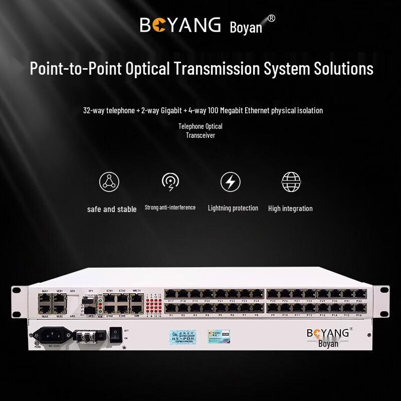 BOYANG Integrated 32-Channel Phone & Ethernet Fiber Optic Transceiver