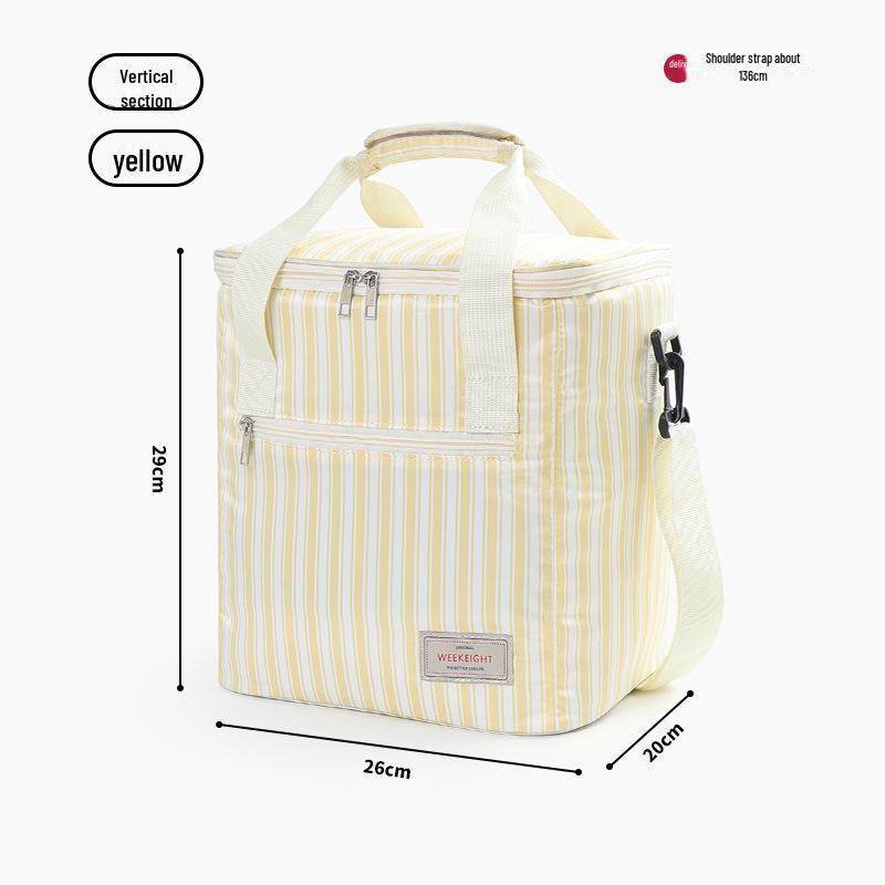 Striped Portable Large-Capacity Insulated Picnic Bag and Cooler