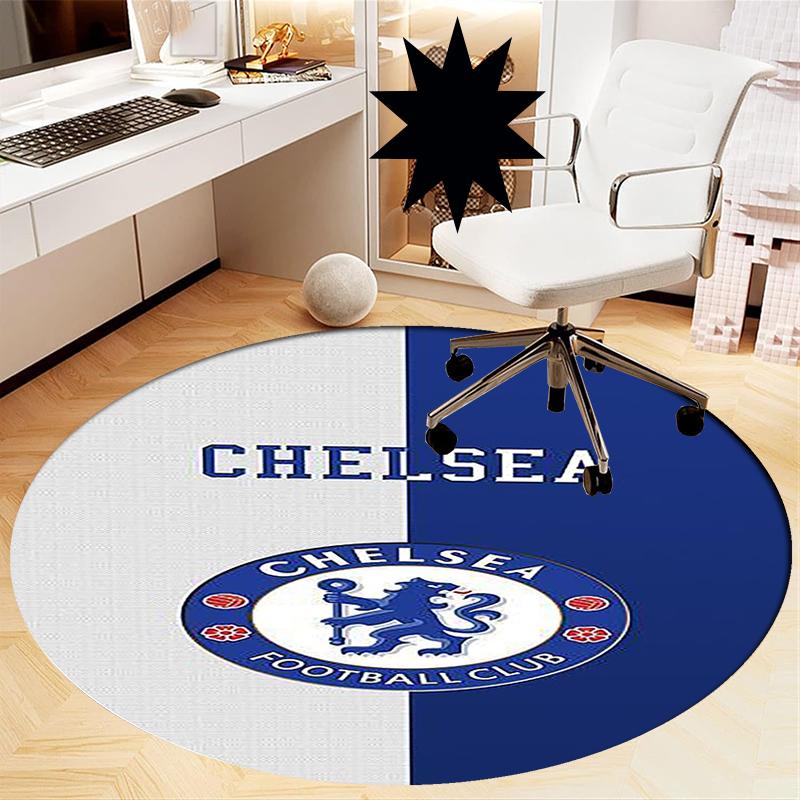 Chelsea Football Club Printed Round Rug Carpet Chair Rug Area Rug Entryway Doormats,for Office Chair Living Room Bedroom Kitchen Room.