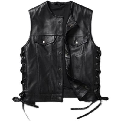 Gilet en cuir pour homme, taille chinoise, 100 % cuir de vache, gilet de moto, gilet de motard, gilet en cuir, taille asiatique M-6XL M435