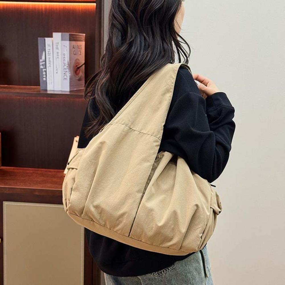 Casual Large Capacity Tote Bag Double Zipper Design Versatile Commuting Handbag  Travel