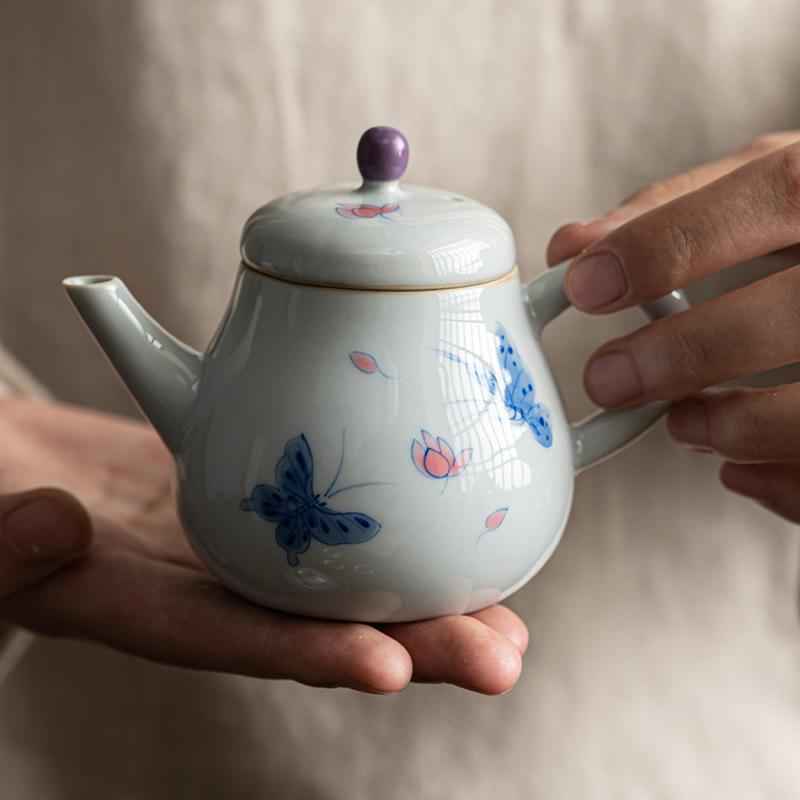 Hand-painted Butterfly Teapot Chinese Retro Handmade Kung Fu Tea Set Teapot Household Small Filter Pot
