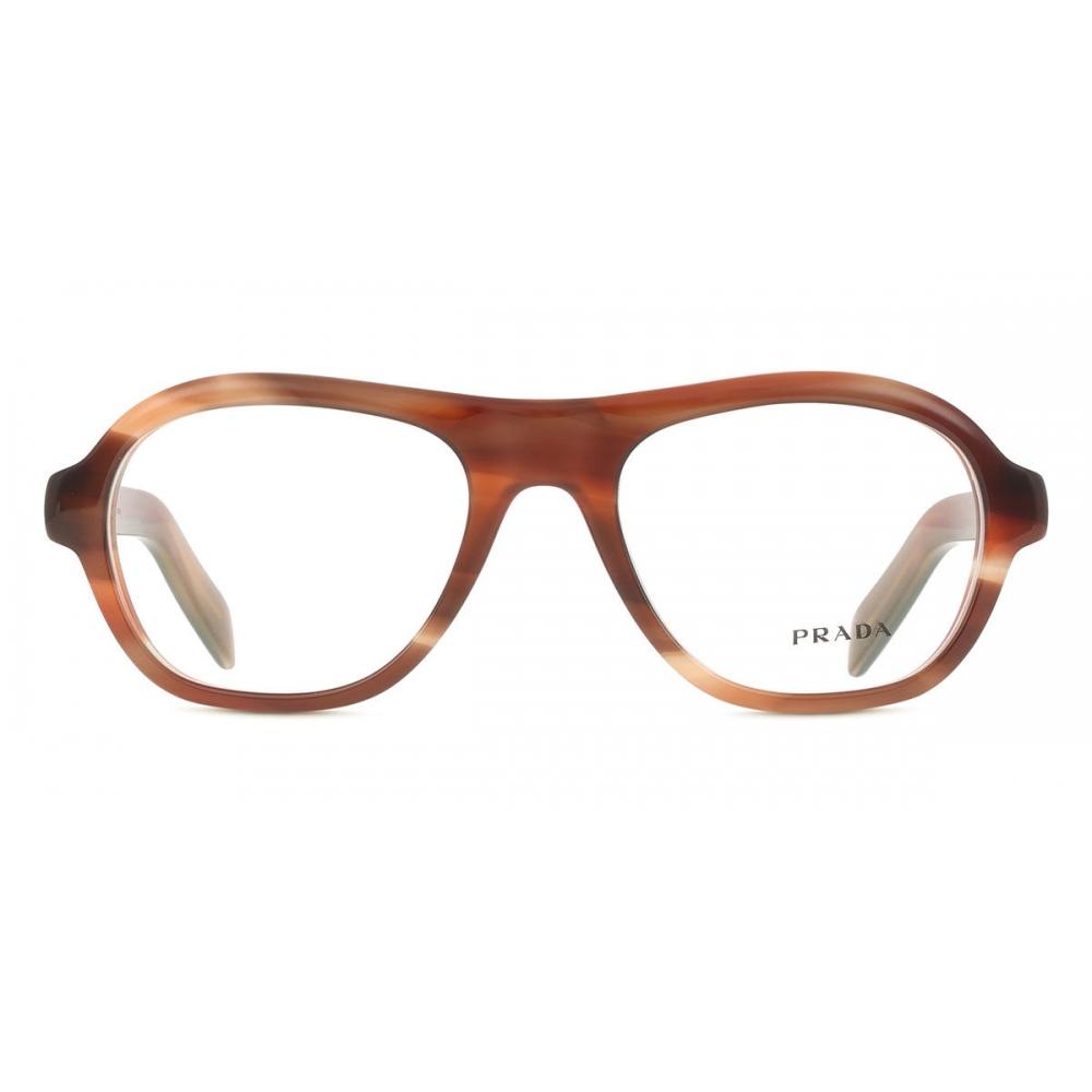 

Prada Women Eyeglasses Pr C12v 24g1o1 Stiped Oak Brown/52-19-140
