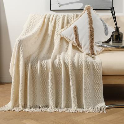 Available Knitted Yarn Blanket Solid Color Bedspread Throw Nap Tassel Cover Vintage Sofa Blanket