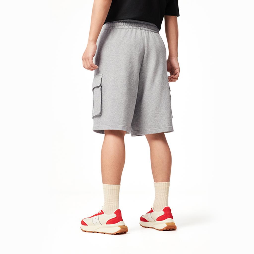 Li Ning Sports Lifestyle Series Solid Color Mid Waist Comfortable Breathable Versatile Straight Leg Casual Shorts Men shorts Gray AKSV307-1