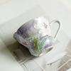 Misty Lavender Hand Painted Ceramic Tea Cup with Floral Pattern Heat Resistant Handle Chinese Style Tea Drinking Vessel
